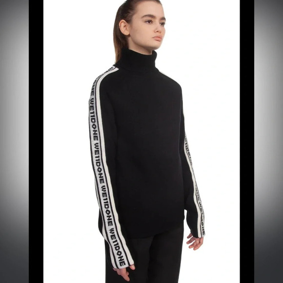 We11done Wool Logo Stripe Turtleneck, size small - Picture 1 of 7